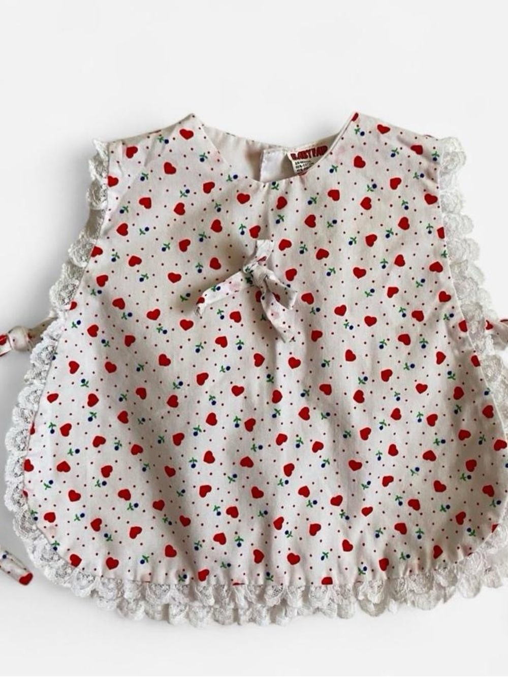 Vintage kids baby heart print apron bib vest top